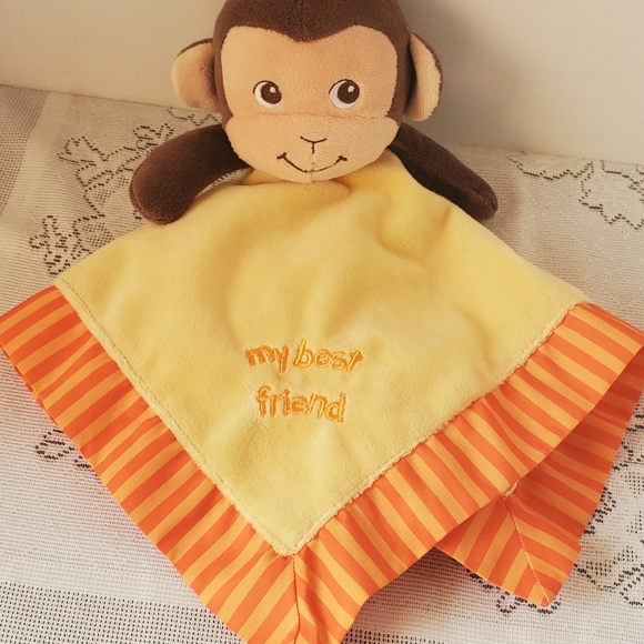 Garanimals Plush Monkey My Best Friend Lovey Baby Security Blanket Orange Yellow - Picture 4 of 6